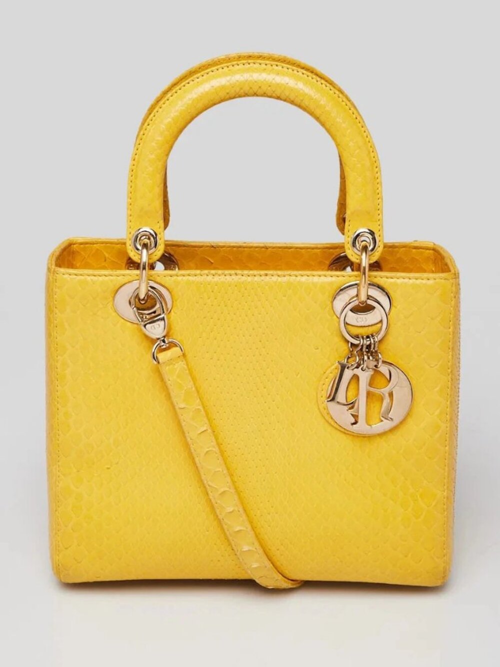 Christian Dior Yellow Python Medium Lady Dior Bag